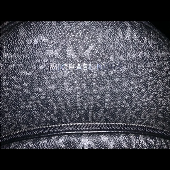 Michael Kors Black Structured Backpack with Monogram Print